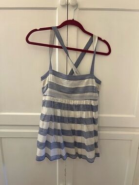 JCrew Blue and White Striped Sleeveless  Top